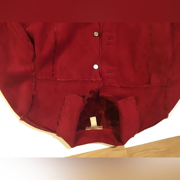 Kate Hill Red faux suede jacket lined with red fur size L - Picture 8 of 16